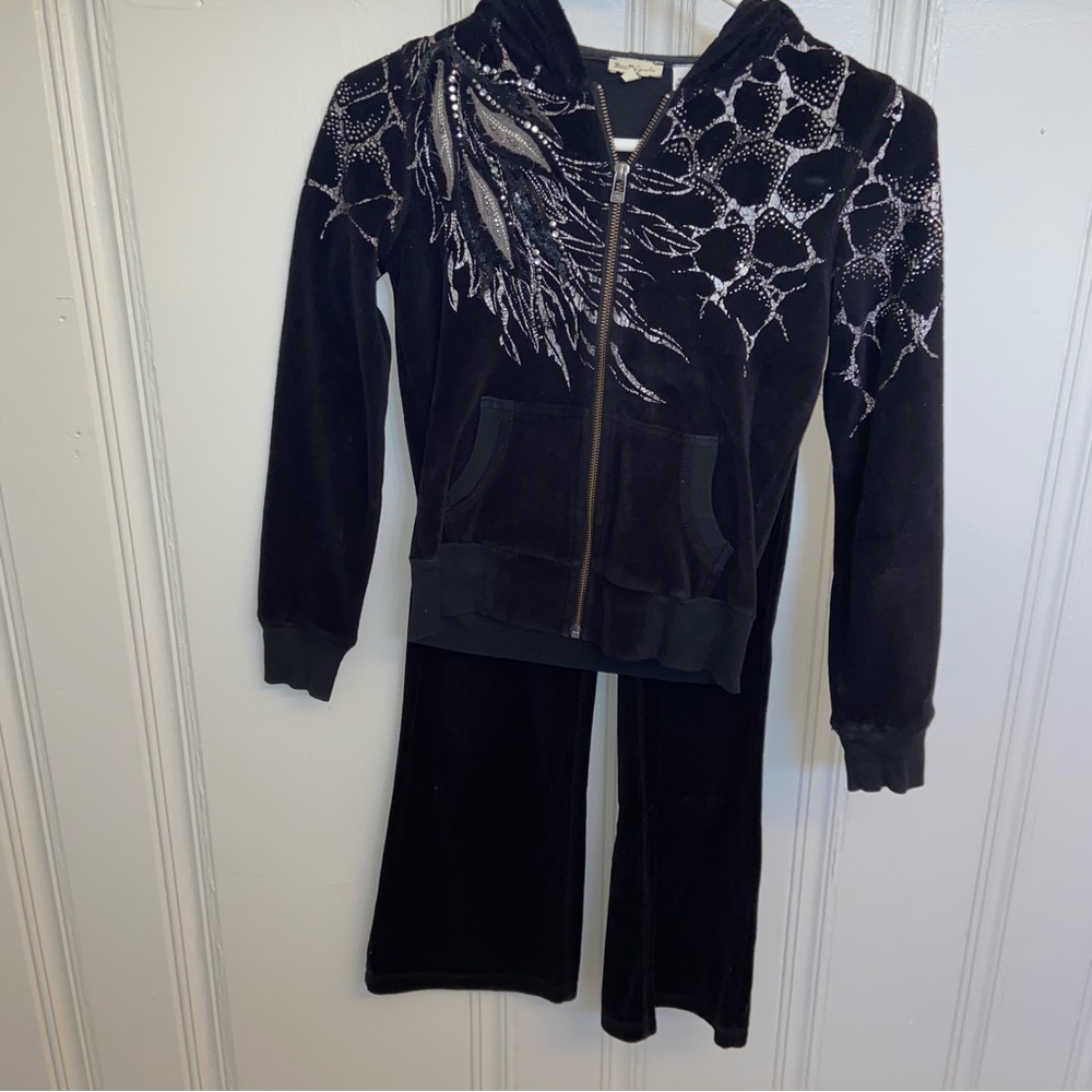 Miss Me Girl’s Medium Black Velour Track Lounge Y2K Set